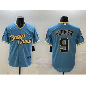 Mens Youths Bob Uecker Powder Blue Stitched Jersey